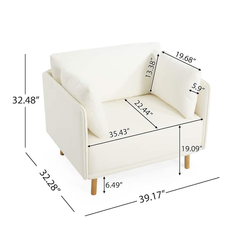 Modern 39.17" Upholstered Accent Chair with Wood Legs and Pillow for Living Room