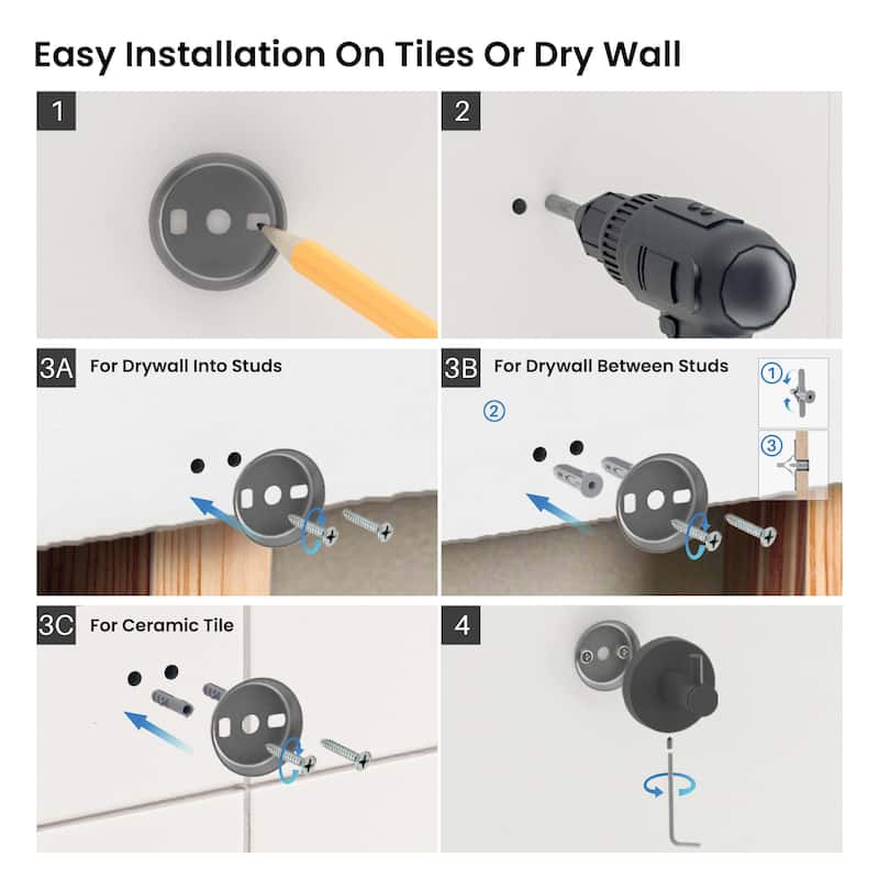 Circular Bathroom Towel & Robe Hook 3 Count