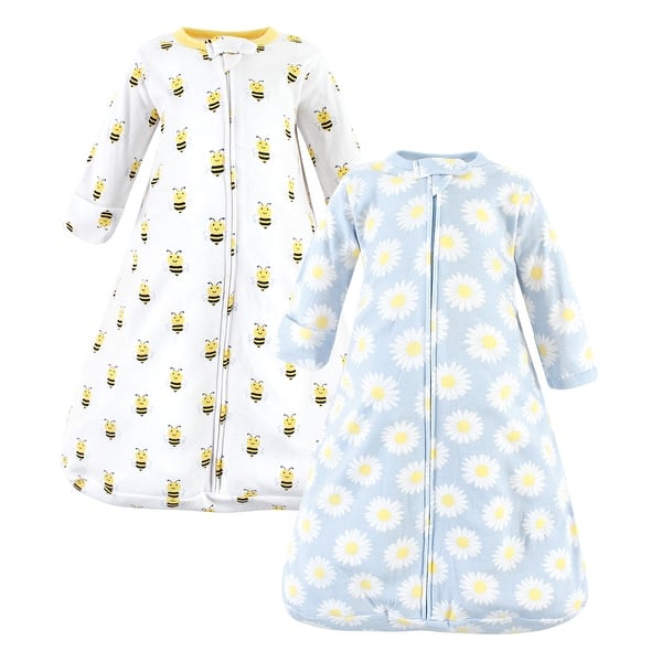 slide 1 of 1, Hudson Baby Infant Girl Cotton Long-Sleeve Wearable Sleeping Bag, Sack, Blanket, Daisy Bee Long Sleeve 18-24 Months - Daisy Bee Long Sleeve