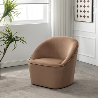 Barrel Swivel Chair Light Brown Striped - WOVENBYRD: Upholstered, No Assembly, Polyester LPEU857626 main image 1