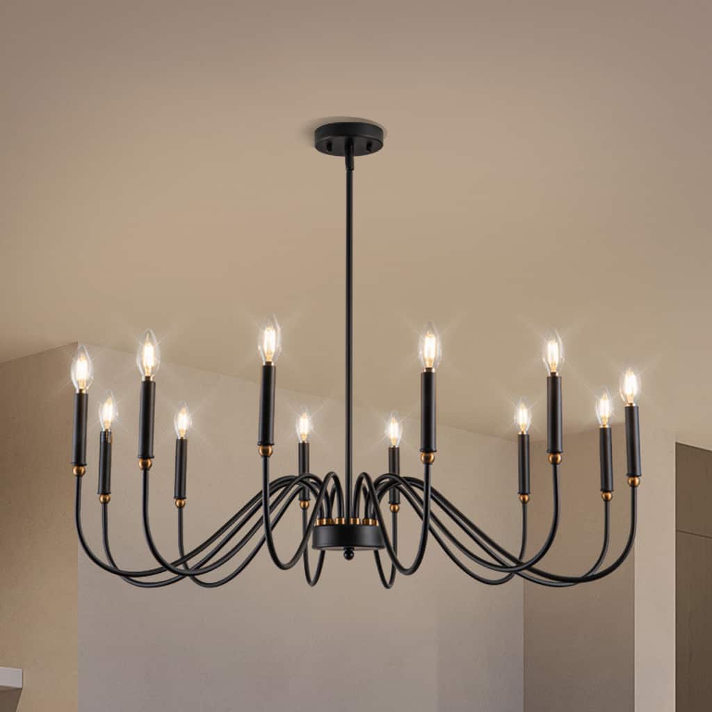 12-Light Candle Chandelier Dimmable Classic/ Traditional Chandelier for Living Room