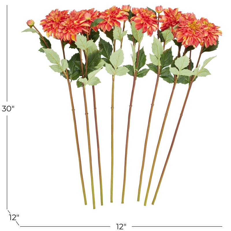 Red Faux Foliage Tall Dahlia Artificial Flower Stem (Set of 8)