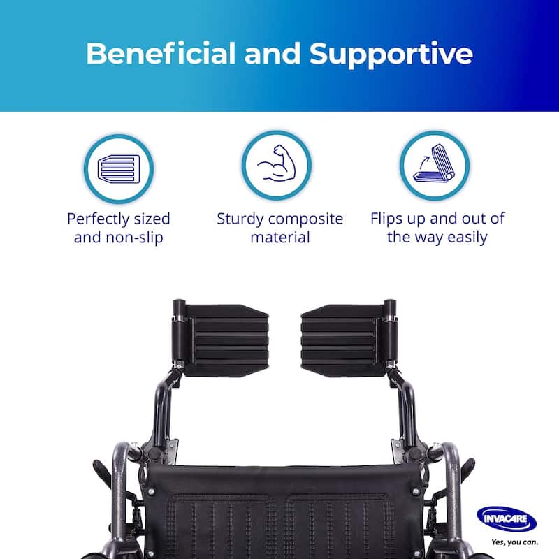 Invacare Wheelchair Legrest with Swing-Away Design, Adjustable Length and Flip-Up Footplate - Black