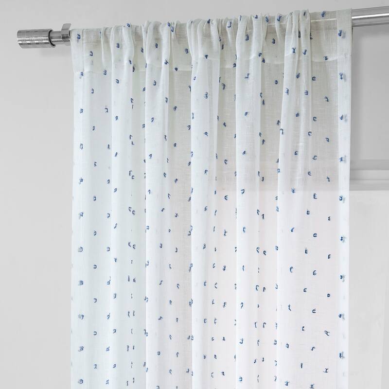 Exclusive Fabrics Altair Blue Patterned Linen Sheer Curtain (1 Panel)