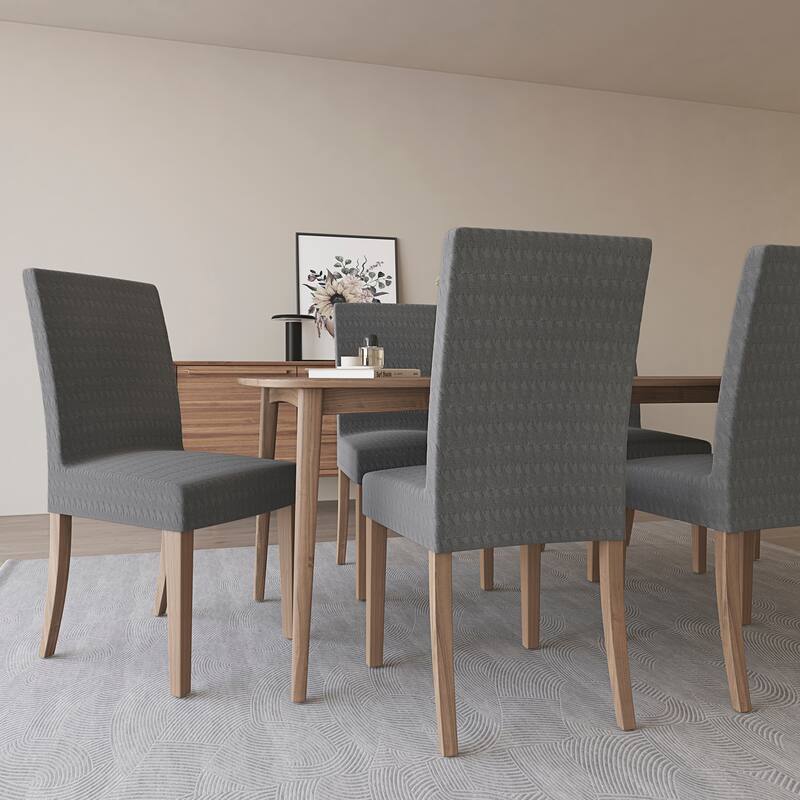No. 918 Sparta 2-pack Houndstooth Textured Stretch Fit Elastic Dining Chair Cover Pair - 28" x 39"
