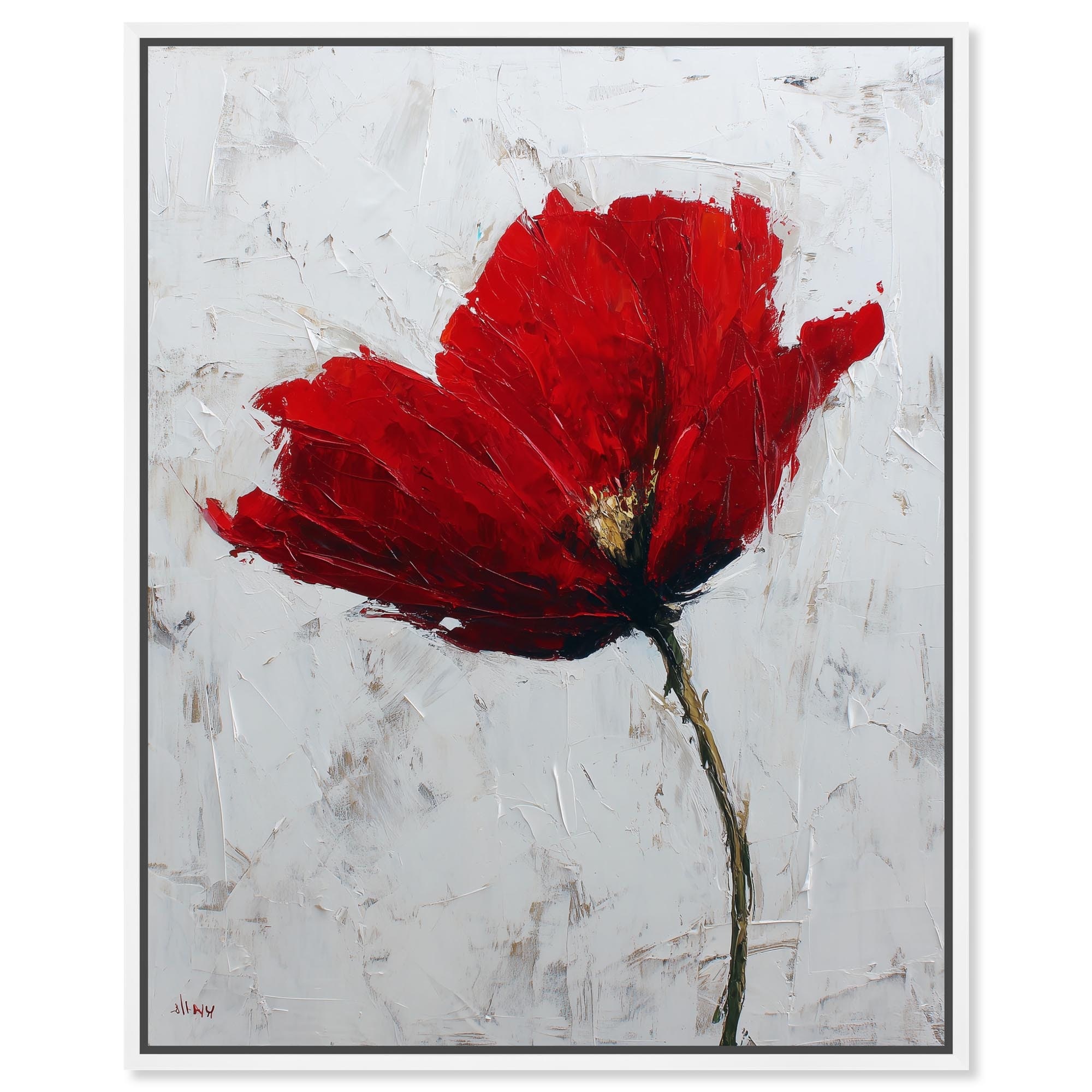 Red Rose Farmhouse Art Framed Canvas Print by Art Remedy