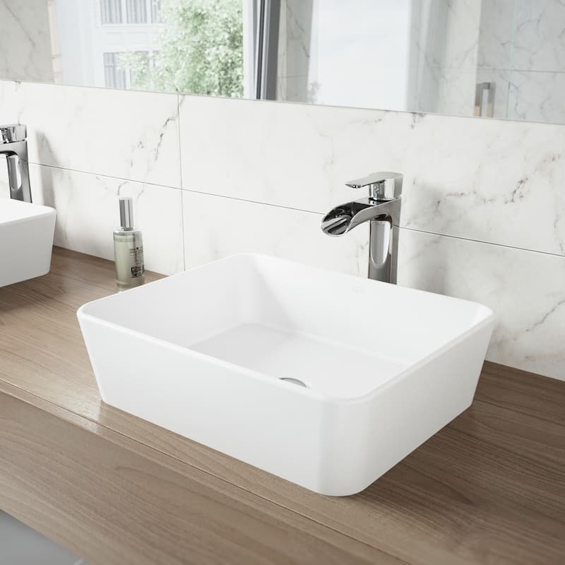 VIGO Marigold 18"L x 14"W x 5"H Rectangular Bathroom Vessel Sink