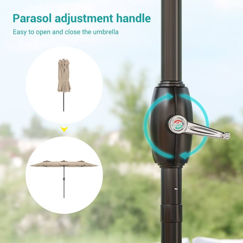 BONOSUKI 15x9ft LED Double-Sided Patio Umbrella Aluminum Large Canopy