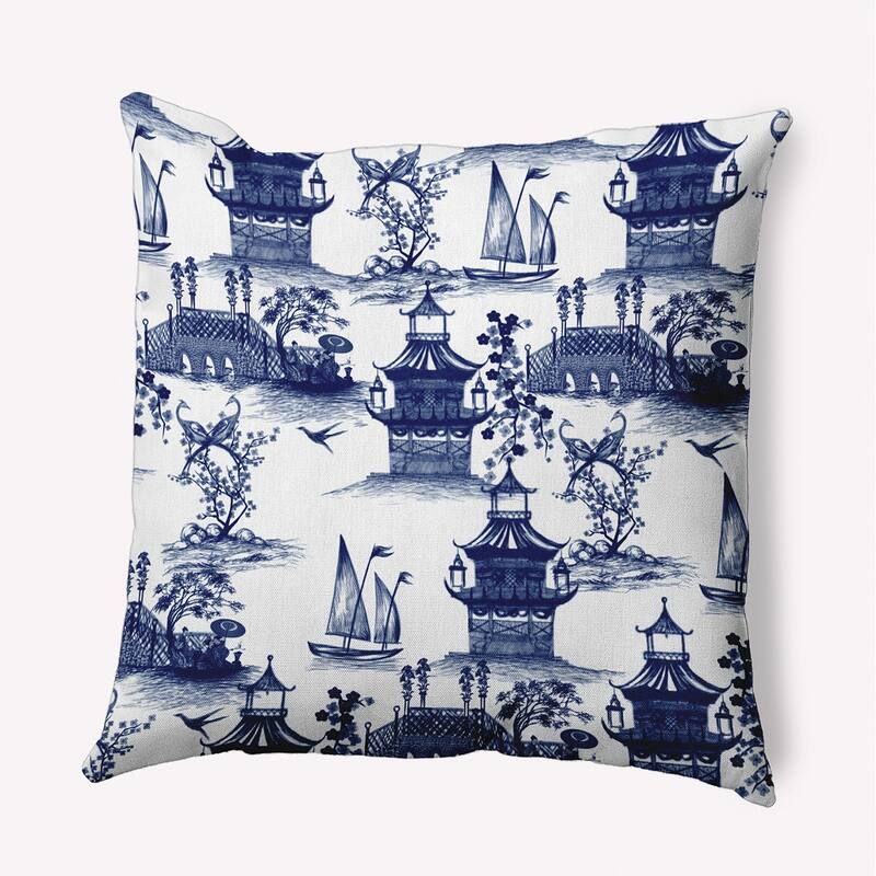 China Old Polyester Indoor Pillow - Porcelain Blue - 16" x 16"
