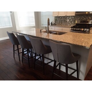 Sasha Espresso Barrel Back Counter Stools (Set of 2) iNSPIRE Q Modern