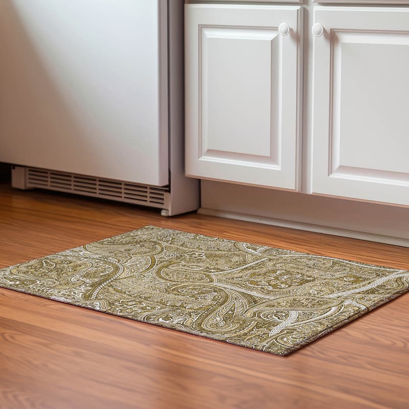 Premium Washable Super Soft Traditional Paisley Mayfield Rug - Brown - 1' 8" x 2' 6" - Rectangle