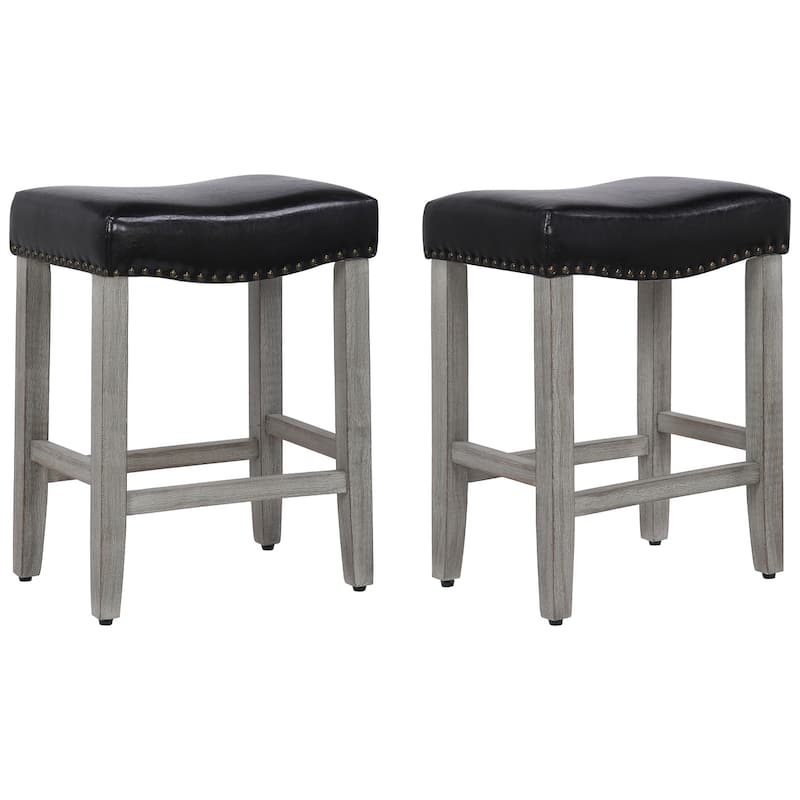 Jameson Upholstered Polyester Gray 24 Inch Counter Stool (Set Of 2)