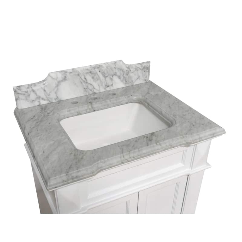 KitchenBathCollection Elizabeth 30" Bathroom Vanity with Carrara Marble Top