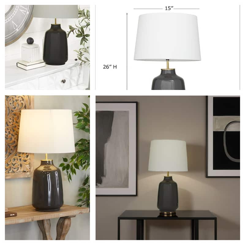 Crestview Contemporary Glazed Ceramic Table Lamp - Grey - 26" x 15"