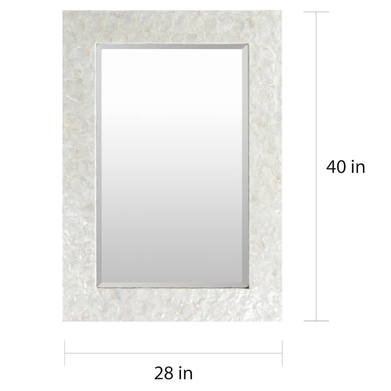 Colyton White Mother of Pearl Inlaid Rectangular Wall Mirror - 28" x 40"