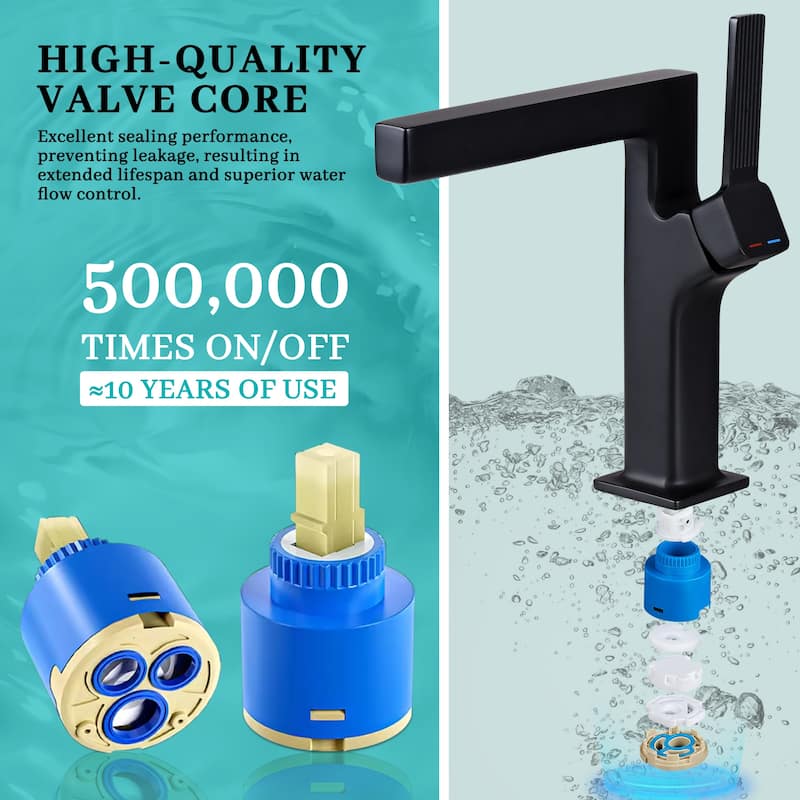 8.46"H Solid Brass Waterfall Single Handle Single Hole Bathroom Sink Faucet