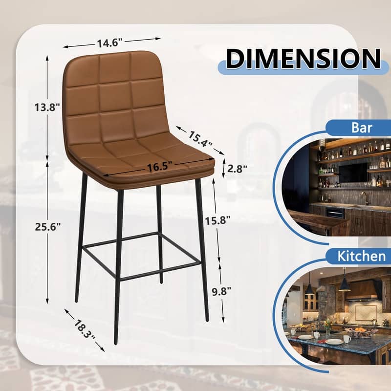 Metal Upholstered Bar Stools (Set of 8)
