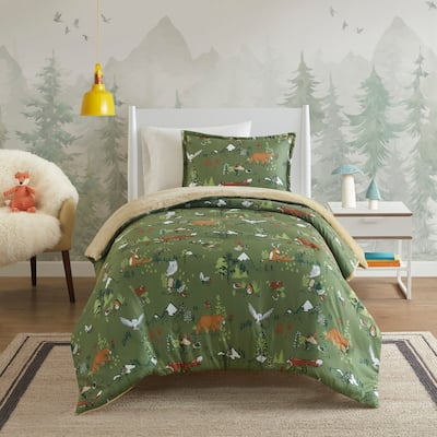 Intelligent Design Kids Theo Forest Animals Plush Reversible Comforter Set
