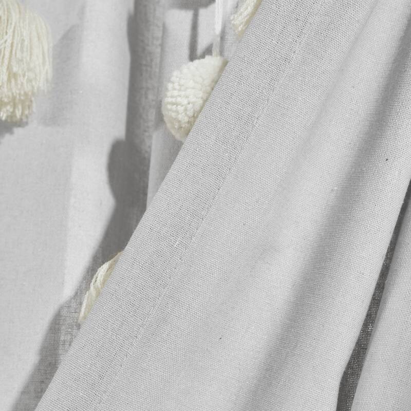 Lush Decor Boho Pom Pom Tassel Linen Window Curtain Panel (Single)