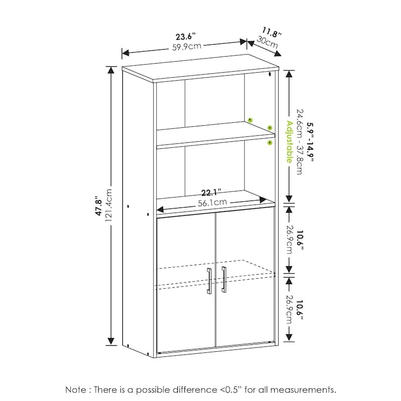 Furinno Pasir Storage Storage Shelves with 2 Open Shelves and 2 Doors