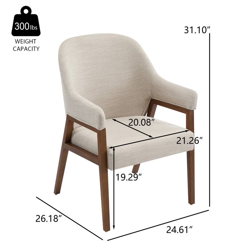 Christopher Knight Home - Modern Upholstered Dining Chair with Armrests and Walnut-Tone Wood