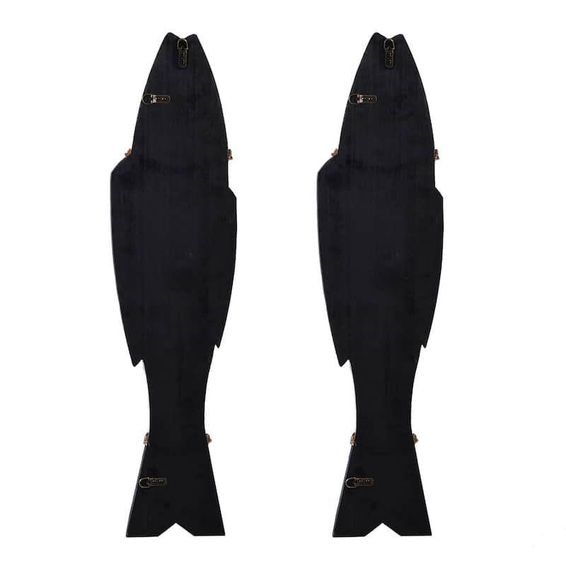 StyleCraft Couple Fish Dark Blue and White Wood Wall Décor (Set of 2)