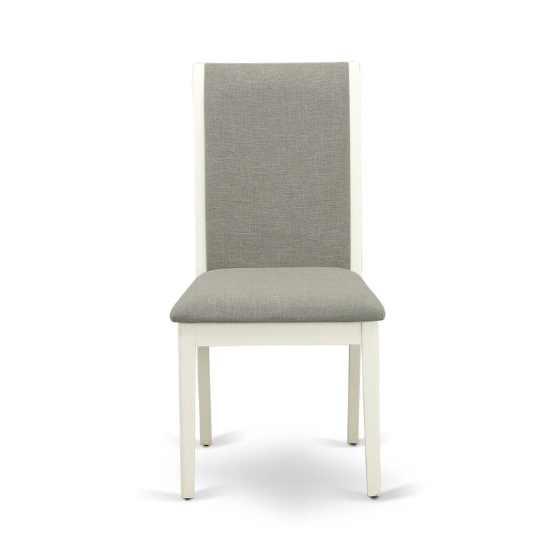 East West Furniture Lancy Parson Chairs - Linen Fabric Padded Dining Chairs, Set of 2, (Finish Options)