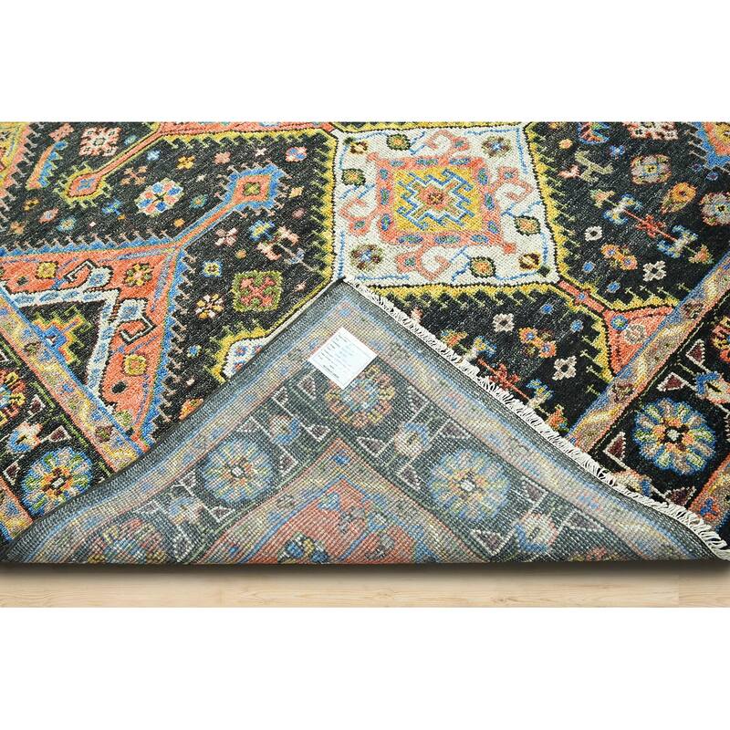 Hand Knotted Turkish Oushak Charcoal wool Arts & Craft Area Rug - 8' 11'' x 11' 11''