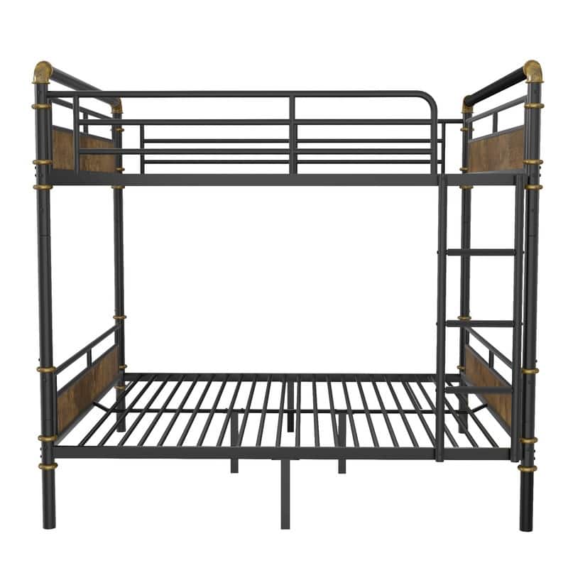 Stacked Metal Bunk Bed - Industrial Design With Removable Safety Rails‌