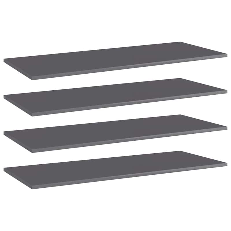 vidaXL Bookshelf Boards 4 pcs High Gloss Gray 39.4"x15.7"x0.6" Chipboard