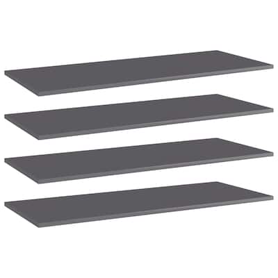 vidaXL Bookshelf Boards 4 pcs High Gloss Gray 39.4"x15.7"x0.6" Chipboard