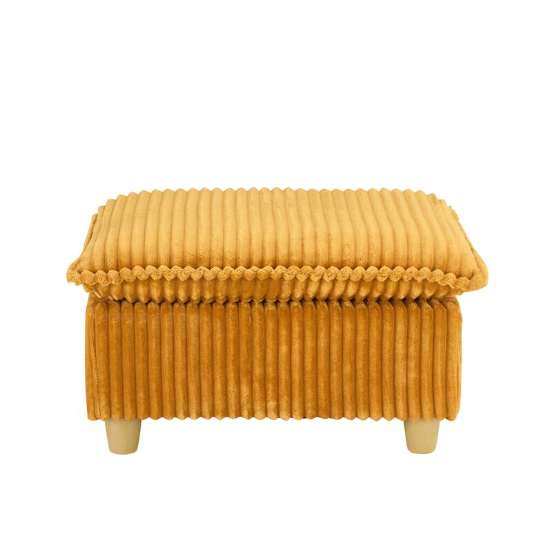 Single Sofa with Ottoman, Comfy Corduroy Upholstered Armchair, Lounge Chair with Throw Pillows for Living Room, Balcony