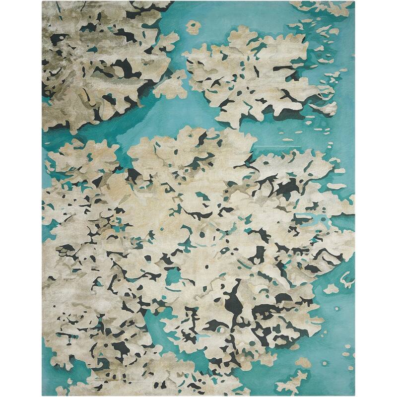 Nourison Prismatic Abstract Floral Textured Water Lily Shimmer Area Rug