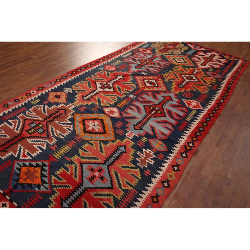 Vegetable Dye Shirvan Antique Area Rug Hand-Woven Wool Carpet - 5'6" x 11'5"