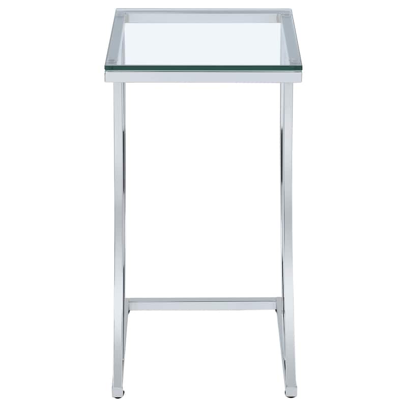 Cayden Rectangular Glass Top Sofa Side Table Chrome