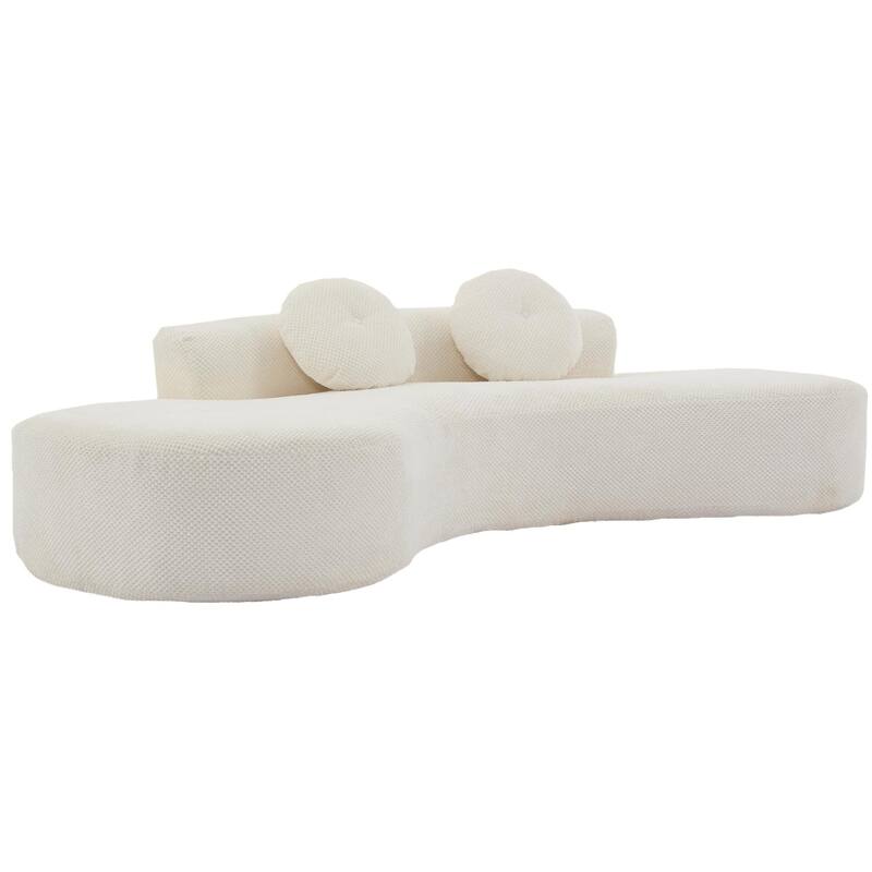 Beige Corduroy Cloud Sofa with Pillows