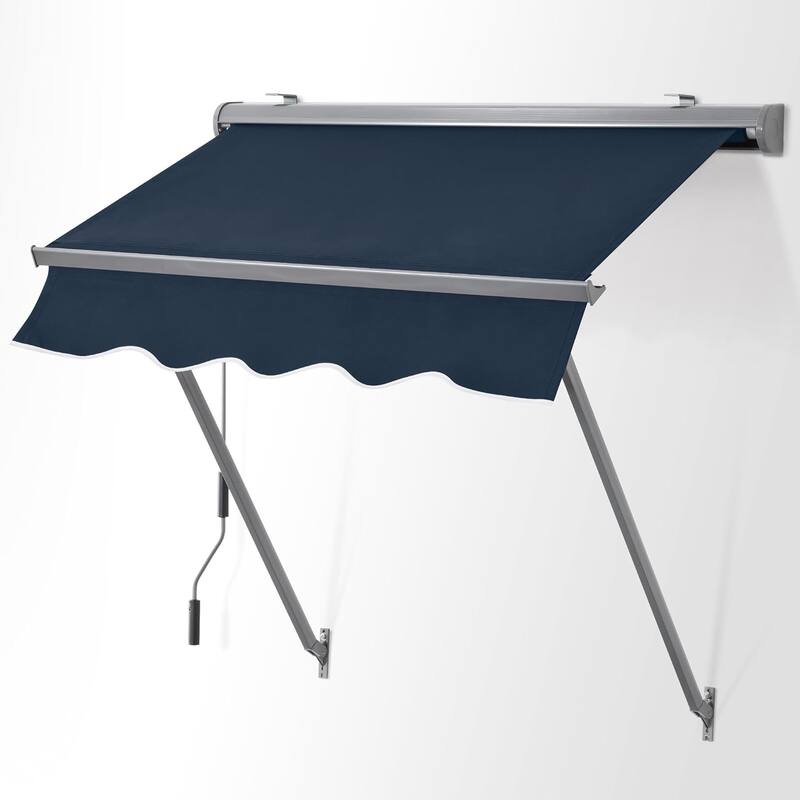 MCombo Patio Window Awnings 65''x80'', Fully Assembled Manual Retractable Sunshade Canopy