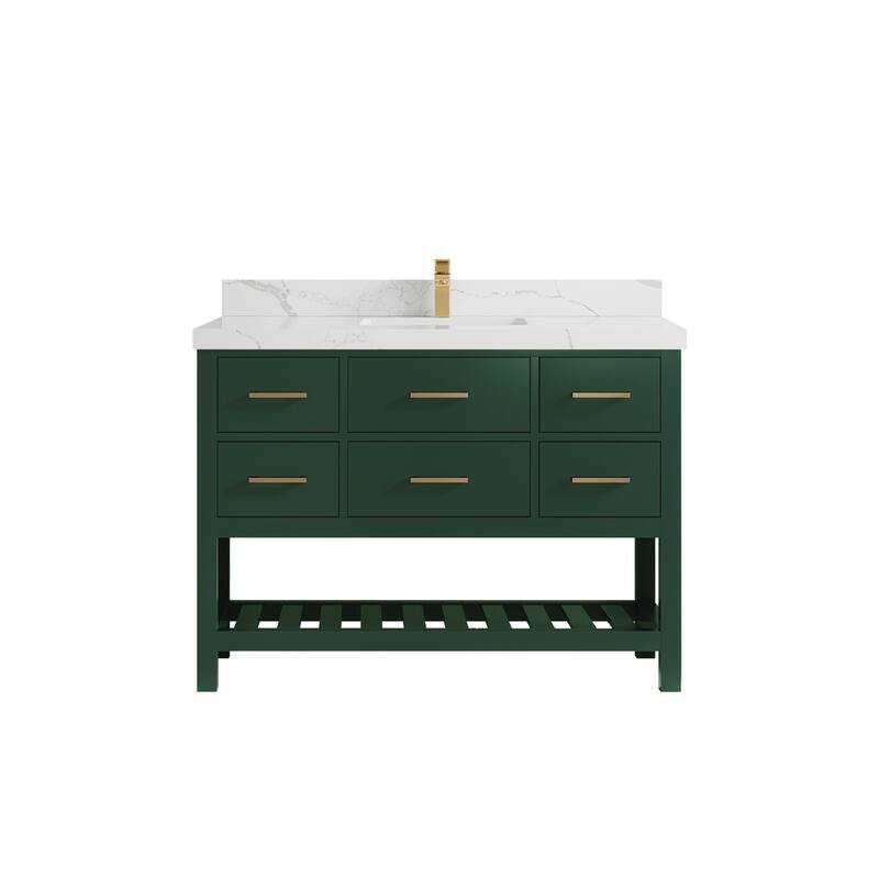 Willow Collections 48 in. W x 22 in. D Parker Single Sink Bathroom Vanity with Countertop - 2" Calacatta Laza - Lafayette Green