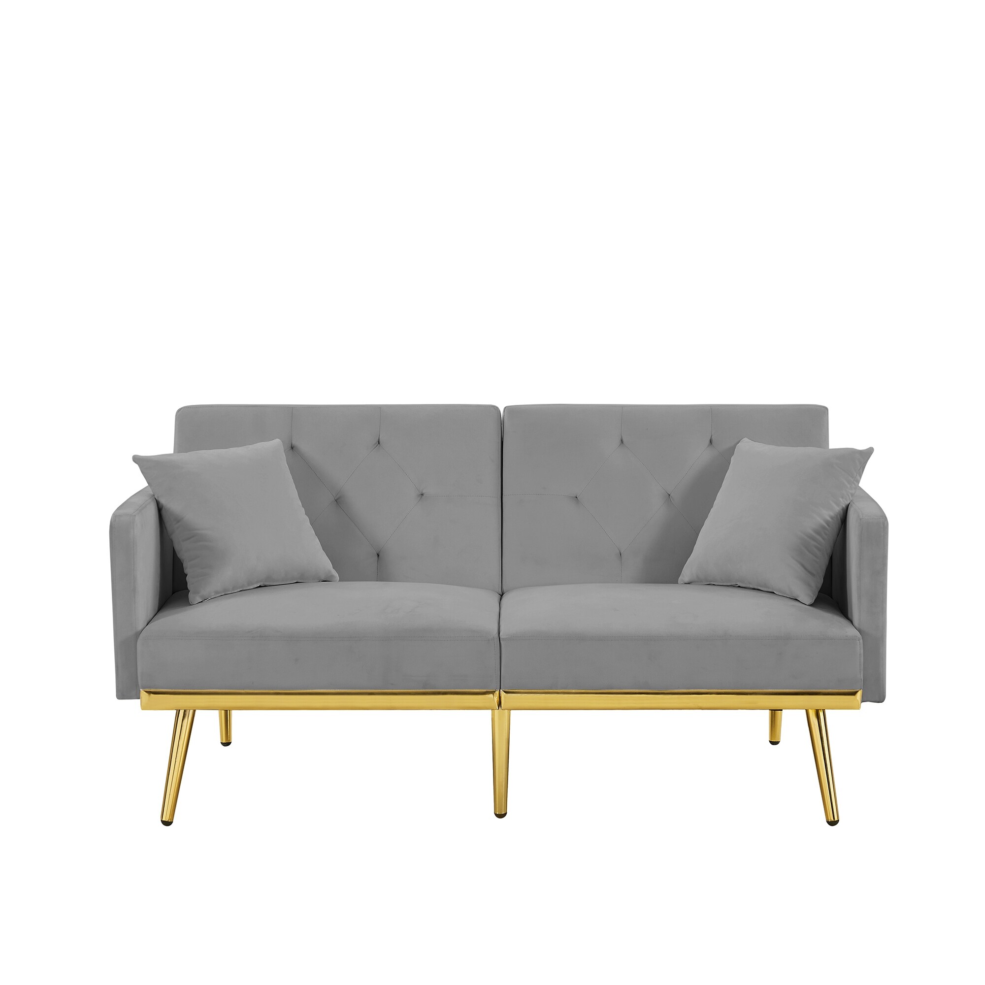 Convertible Folding Futon Sofa Bed with Two Pillows Velvet