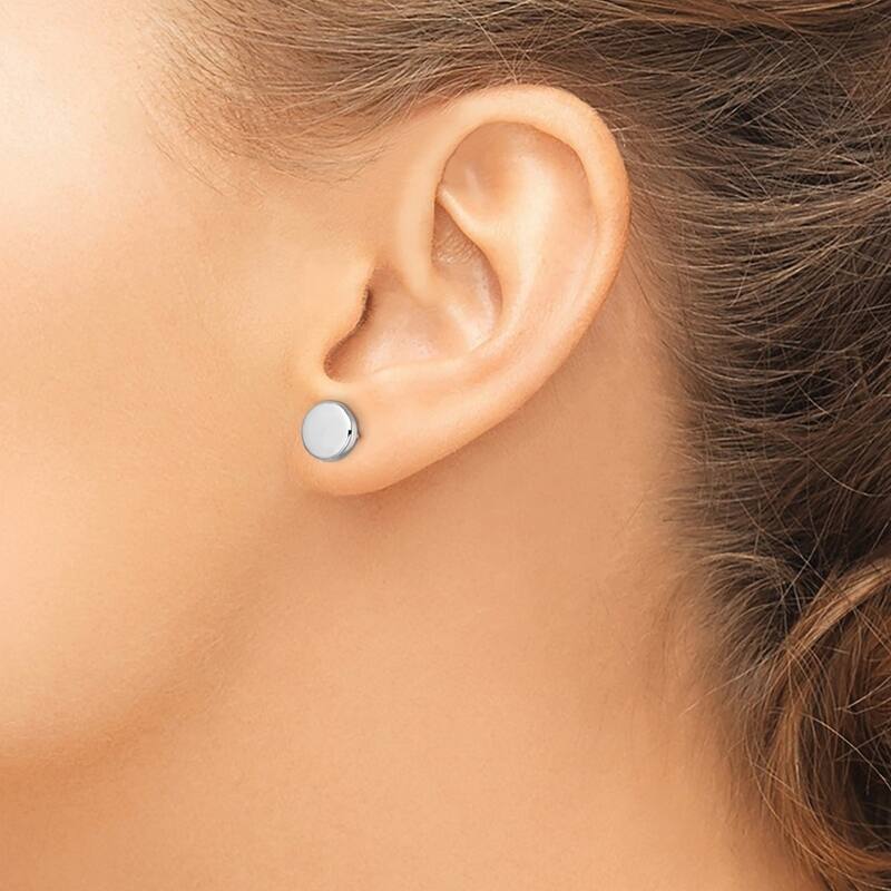Curata 14k White Gold 6.5mm Polished Round Button Post Earrings