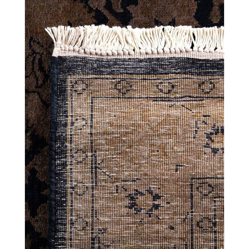 Fine Vibrance, One-of-a-Kind Hand-Knotted Runner Rug - Black, 2' 8" x 12' 4" - 2' 8" x 12' 4"