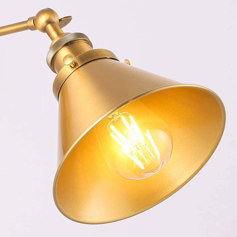 1-Light Modern Industrial Gold Brass Wall Swing Arm Lamp Wall Sconce