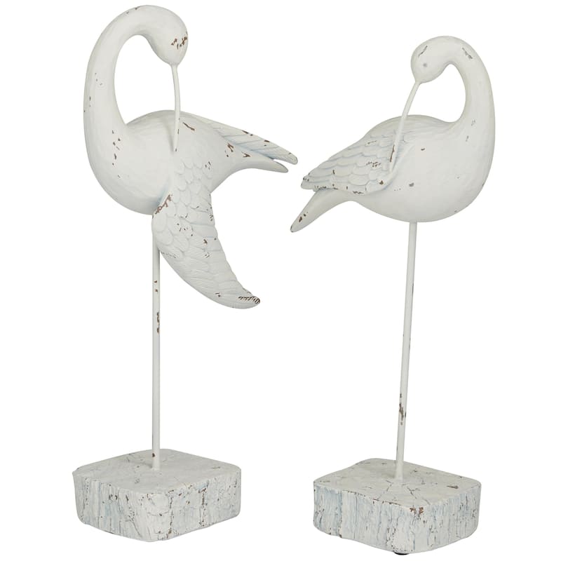 Polystone Bird Decorative Sculpture - Set of 2 White - Roche River Decor