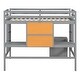 preview thumbnail 7 of 7, Gray Pine Wood Loft Bed with Desk and Cabinet, Writing Board, Full-Length Guardrail