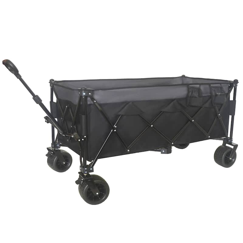 Heavy-Duty Foldable Utility Wagon - 480lbs Capacity,1:6 Space-Saving Fold & 7" All-Terrain Wheels,No Assembly Needed