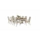 preview thumbnail 5 of 10, 9pc Accent Chair Dining Room Table Leaf Side Chairs Ivory Fabric Upho