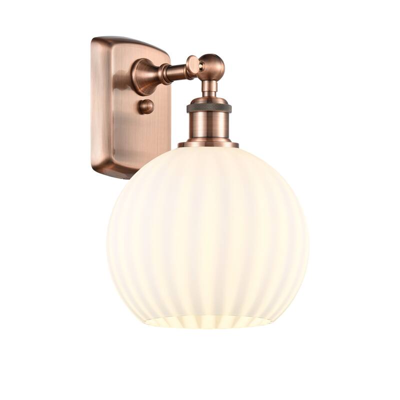 Innovations Lighting 516-1W-11-8 White Venetian Sconce White Venetian - Antique Copper / White Venetian