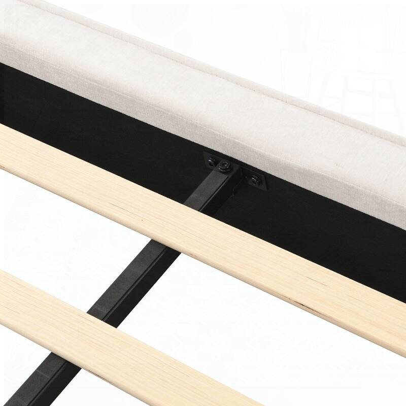 Upholstered Bed Frame with High Wingback Headboard,Reading Lamp and USB port