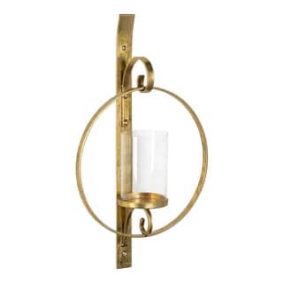 Kate and Laurel Doria Round Glass and Metal Wall Sconce - 12x22