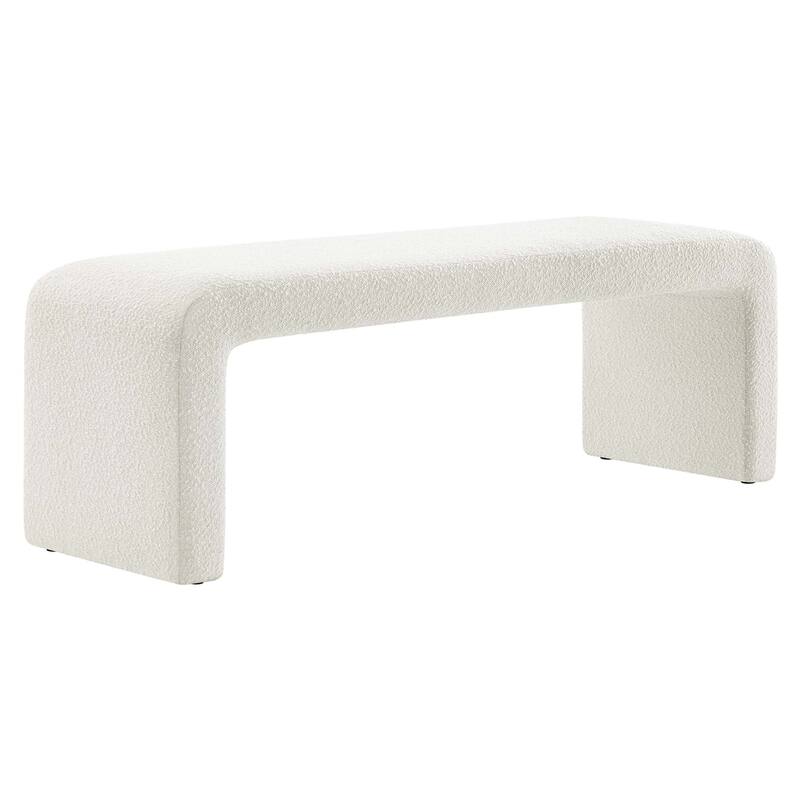 Simba Boucle Fabric Waterfall Long Bench - Ivory